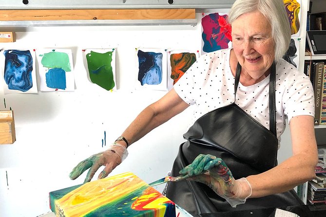 Try Pour Painting in an Artistâ€™s Studio! Logo and Images