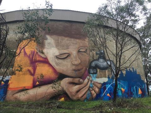 Willans Hill Water Tower Mural - Accommodation ACT 1
