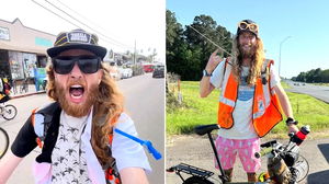 Comedian crosses America with miniature bike and massive dream: 'Took 80 days'